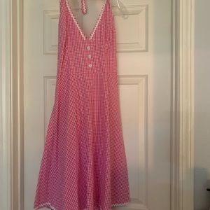 Pink Gingham Halter Dress